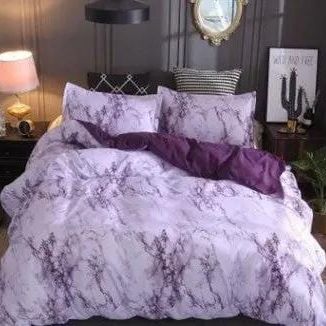 Marble Luxe Duvet Cover Set – 3 Piece Bedding with Pillowcases, Soft Polyester Twill Purple / 150x200 by Simple Homes