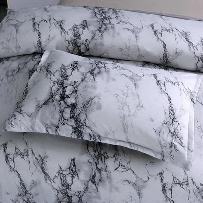 Marble Luxe Duvet Cover Set – 3 Piece Bedding with Pillowcases, Soft Polyester Twill by Simple Homes