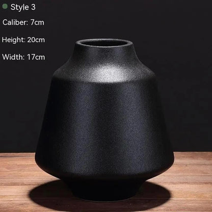 Matte Black Nordic Ceramic Vases – Elegant Flower Arrangement Decor Style3 by Simple Homes