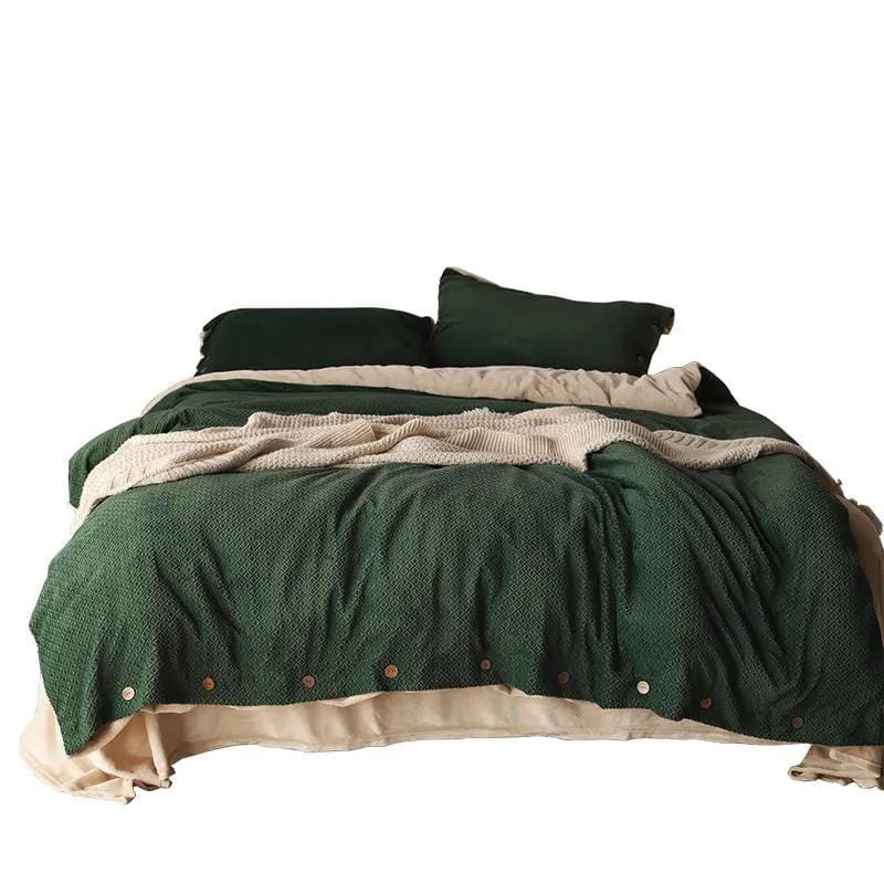 Milk Fiber Luxe Bedding Set –Premium Collection Bed Sheet Dark Green / 150cm by Simple Homes