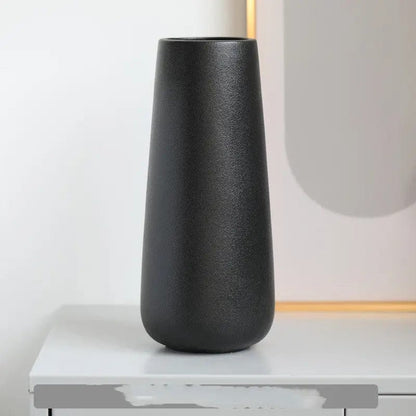 Minimalist Ceramic Rope Vase – Frosted Finish Black L by Simple Homes
