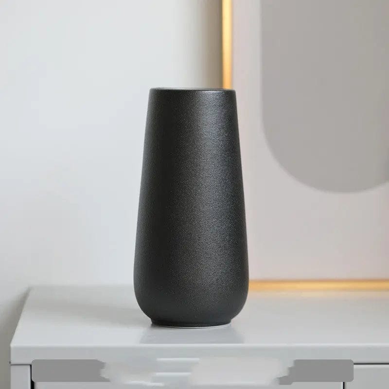 Minimalist Ceramic Rope Vase – Frosted Finish Black S by Simple Homes