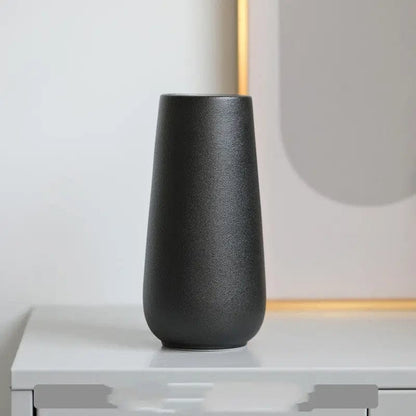 Minimalist Ceramic Rope Vase – Frosted Finish Black S by Simple Homes