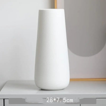 Minimalist Ceramic Rope Vase – Frosted Finish White L by Simple Homes