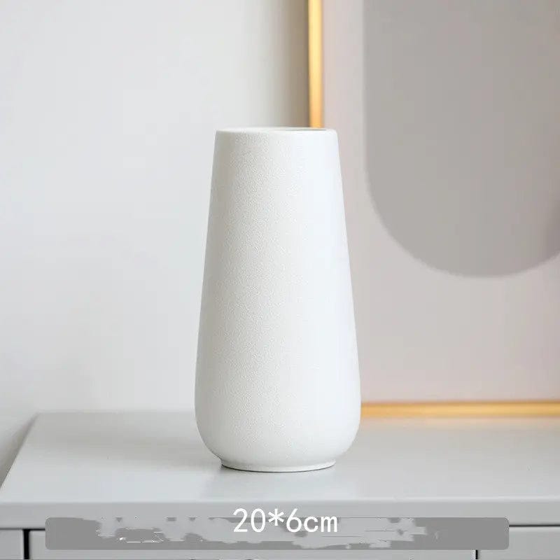 Minimalist Ceramic Rope Vase – Frosted Finish White S by Simple Homes