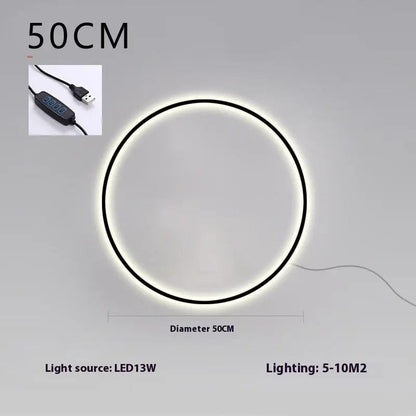 Minimalist Halo LED Wall Lamp Warm Light / A Black 50CM by Simple Homes