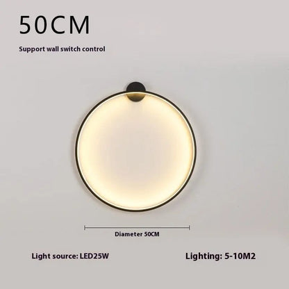 Minimalist Halo LED Wall Lamp Warm Light / Model B In Black 50CM by Simple Homes