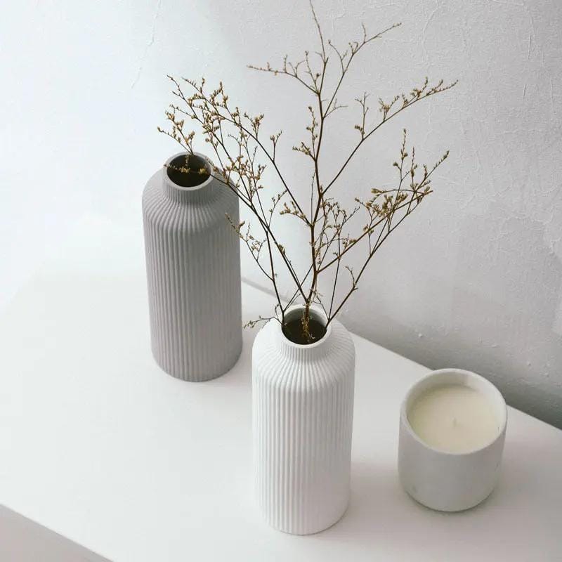 Minimalist Nordic Ceramic Vases – Elegant Matte Finish Home Decor Grey by Simple Homes