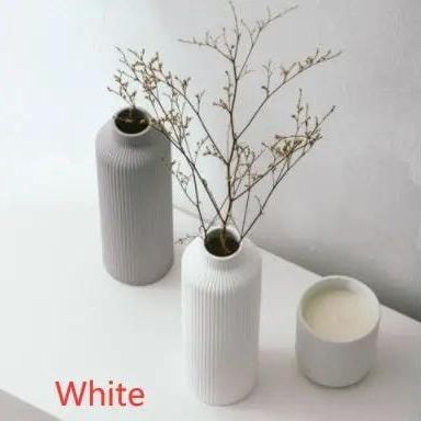 Minimalist Nordic Ceramic Vases – Elegant Matte Finish Home Decor White by Simple Homes