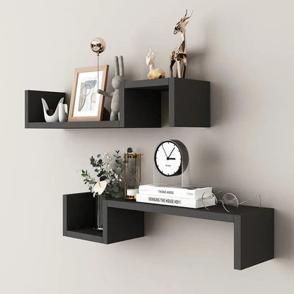 Minimalist Wall Shelf Display Set 2 Layers Black by Simple Homes