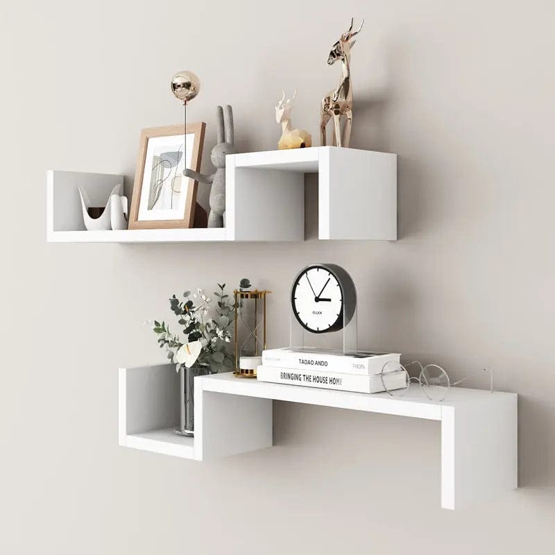 Minimalist Wall Shelf Display Set 2 Layers White by Simple Homes
