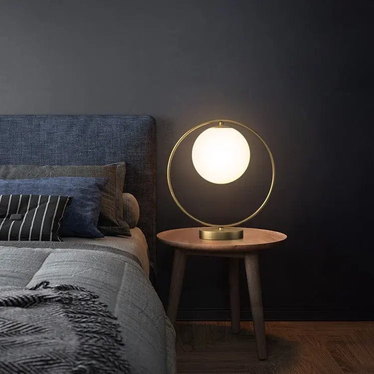 Modern Halo Orb LED Bedside Lamp – Minimalist Nightstand Light by Simple Homes