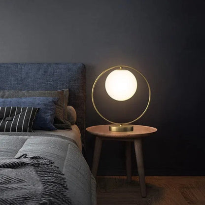 Modern Halo Orb LED Bedside Lamp – Minimalist Nightstand Light by Simple Homes