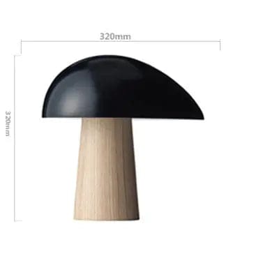 Modern Mushroom Table Lamp – Nordic Wood Base with Dome Shade for Bedroom, Living Room & Office B Black / With 12watt head strong / AU by Simple Homes
