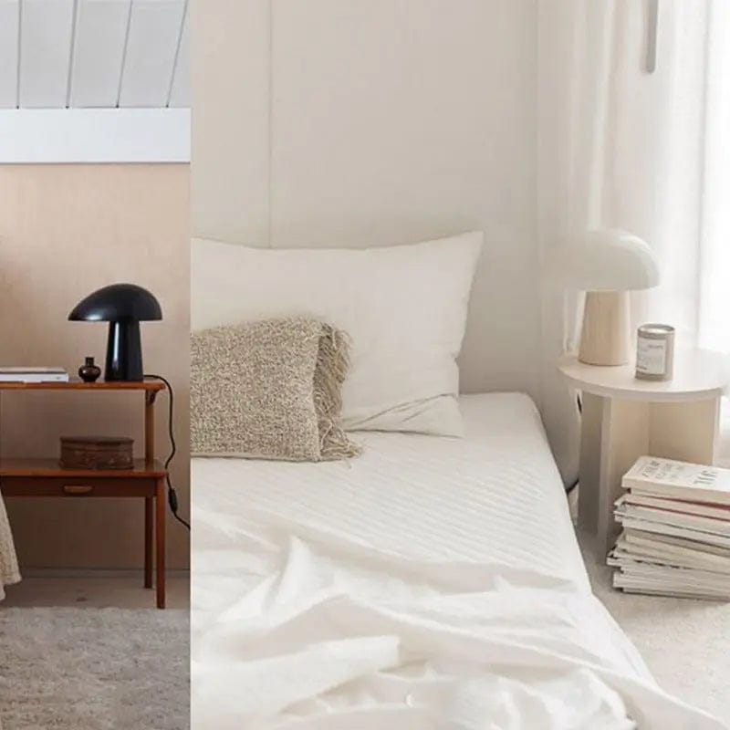 Modern Mushroom Table Lamp – Nordic Wood Base with Dome Shade for Bedroom, Living Room & Office by Simple Homes