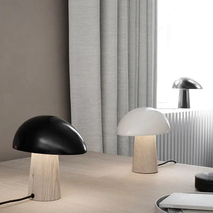 Modern Mushroom Table Lamp – Nordic Wood Base with Dome Shade for Bedroom, Living Room & Office by Simple Homes