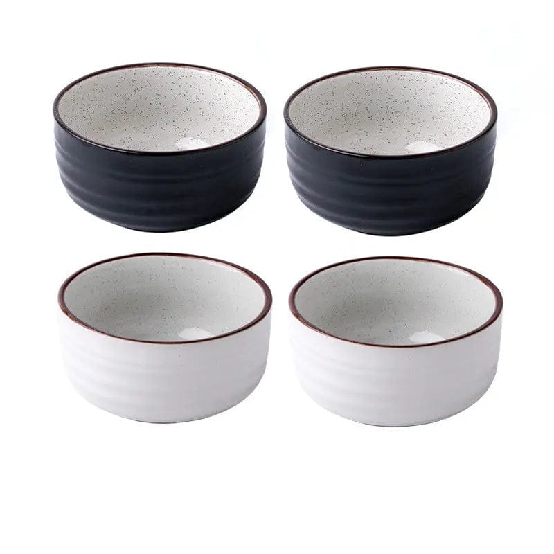 Monotone Ceramic Rice Bowel- Modern Japanese Style 2pcs black and 2pcs white by Simple Homes