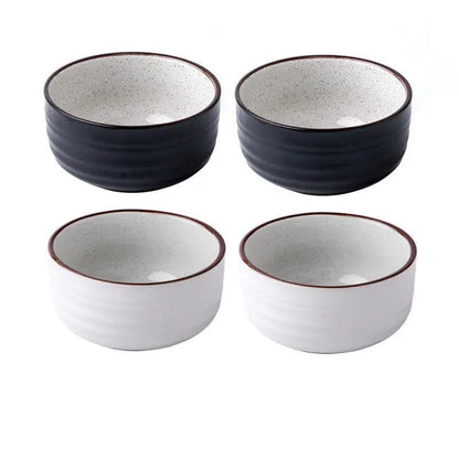 Monotone Ceramic Rice Bowel- Modern Japanese Style 2pcs black and 2pcs white by Simple Homes