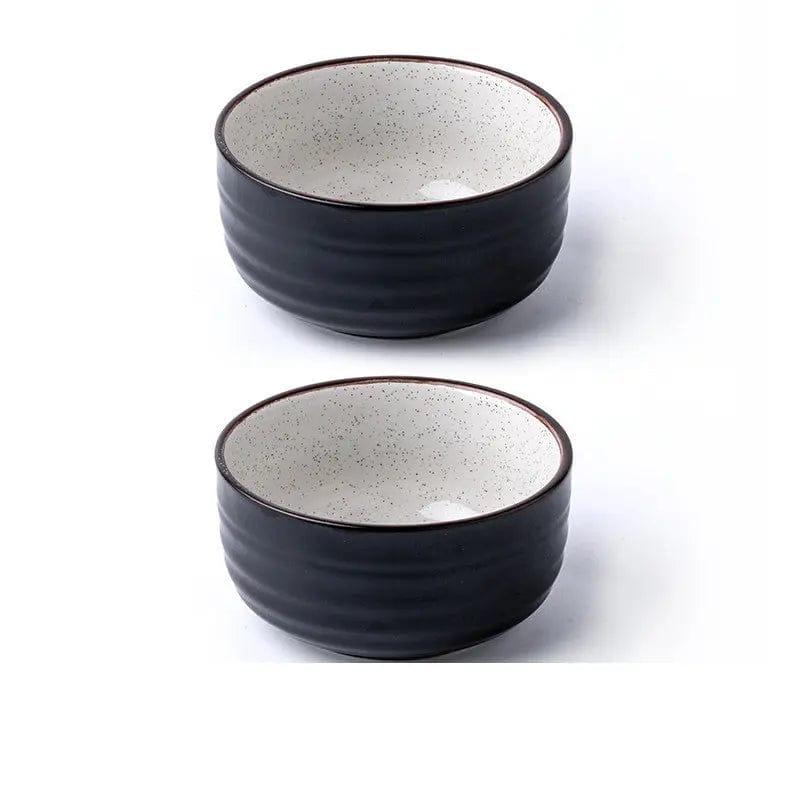 Monotone Ceramic Rice Bowel- Modern Japanese Style 2pcs black by Simple Homes