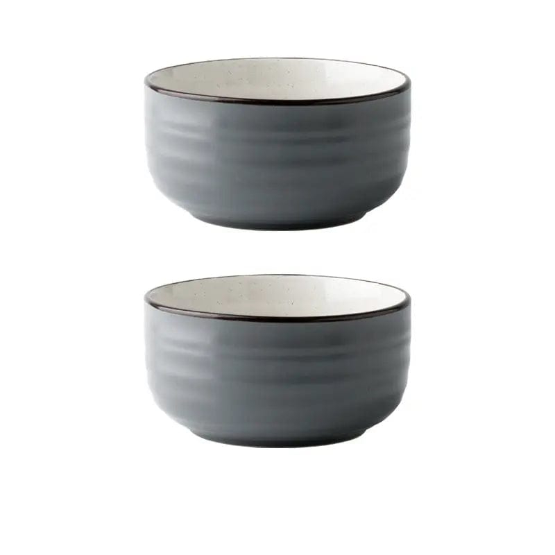 Monotone Ceramic Rice Bowel- Modern Japanese Style 2pcs grey by Simple Homes