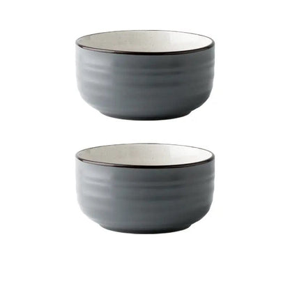 Monotone Ceramic Rice Bowel- Modern Japanese Style 2pcs grey by Simple Homes