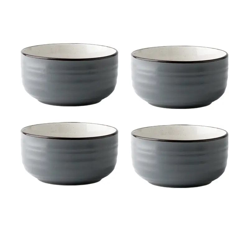 Monotone Ceramic Rice Bowel- Modern Japanese Style 4pcs grey by Simple Homes