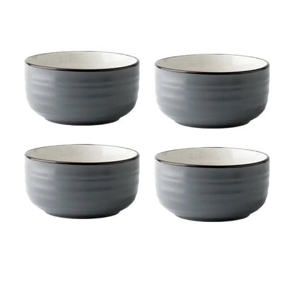 Monotone Ceramic Rice Bowel- Modern Japanese Style 4pcs grey by Simple Homes