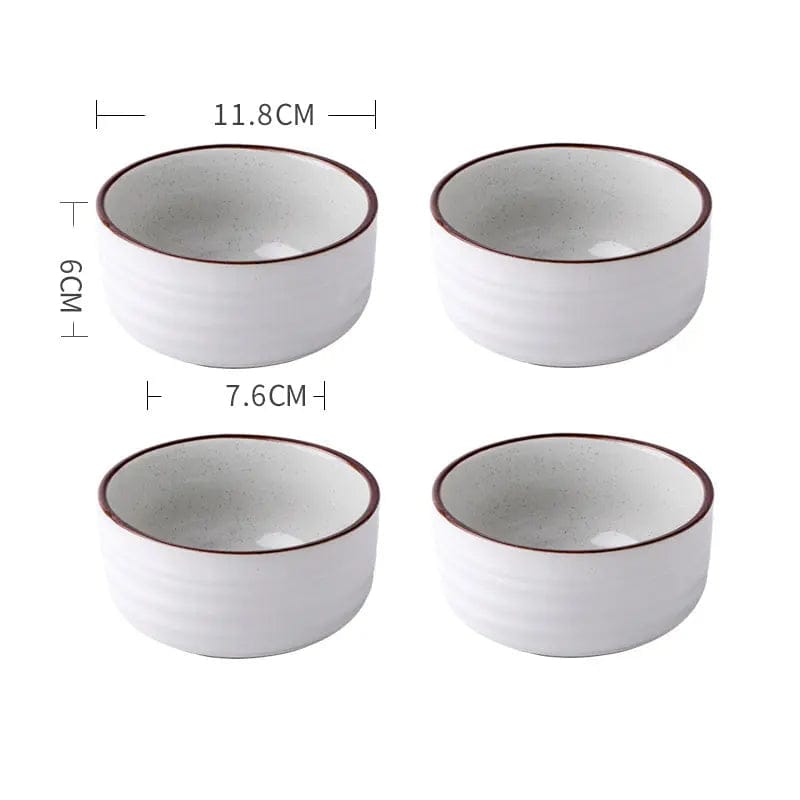 Monotone Ceramic Rice Bowel- Modern Japanese Style 4pcs white by Simple Homes