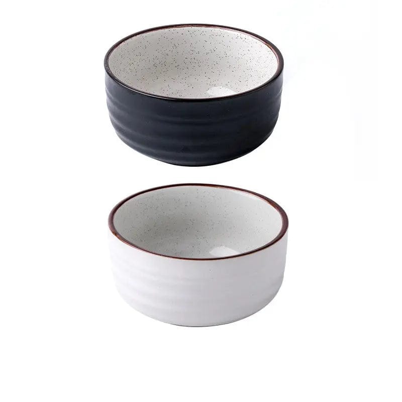 Monotone Ceramic Rice Bowel- Modern Japanese Style White and black by Simple Homes
