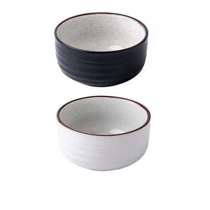 Monotone Ceramic Rice Bowel- Modern Japanese Style White and black by Simple Homes