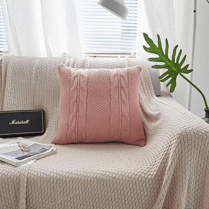 Nordic Cable Knit Pillow Cover Pink / 45X45CM by Simple Homes