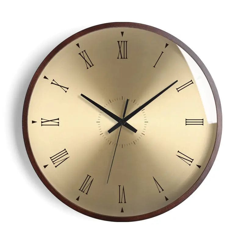 Nordic Elegance Wooden Wall Clock Gold A / 14 inches by Simple Homes