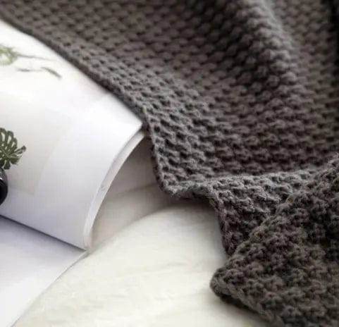 Nordic Knit Pom-Pom Throw Blanket by Simple Homes