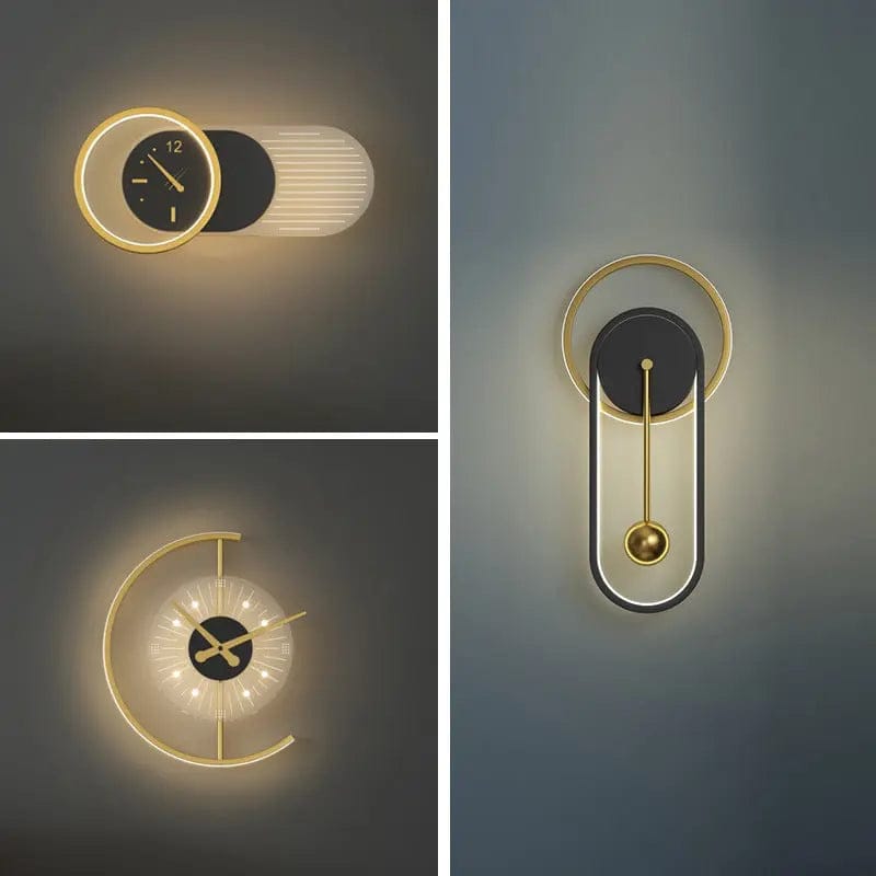 Nordic Minimalist Modern Halo LED Wall Clock Lamp – Dual-Light Decorative Wall Fixture by Simple Homes