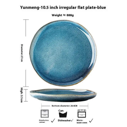 Ocean Glaze – Irregular Ceramic Bowl & Plate Collection 10.5inch flat plate by Simple Homes
