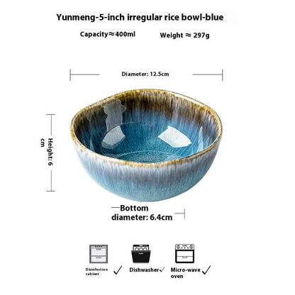 Ocean Glaze – Irregular Ceramic Bowl & Plate Collection 5inch rice bowl by Simple Homes