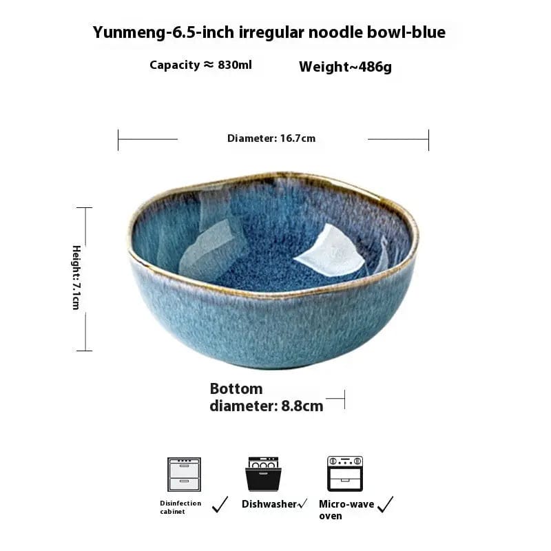 Ocean Glaze – Irregular Ceramic Bowl & Plate Collection 6.5 inch noodle bowl by Simple Homes