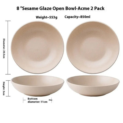 Pastel Haze Large Bowel-Minimalist Ceramic Tableware Beige 2 Pack by Simple Homes