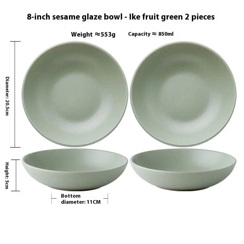 Pastel Haze Large Bowel-Minimalist Ceramic Tableware Fruit Green 2 Pack by Simple Homes