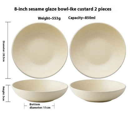 Pastel Haze Large Bowel-Minimalist Ceramic Tableware Milk Yellow 2 Pack by Simple Homes
