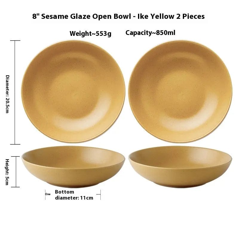 Pastel Haze Large Bowel-Minimalist Ceramic Tableware Yellow 2 Pieces by Simple Homes