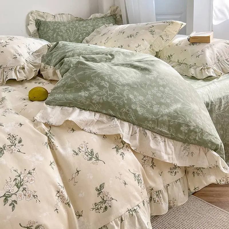 Pastoral Cotton Lace Bedding Set Coloured glaze / 0.9m by Simple Homes