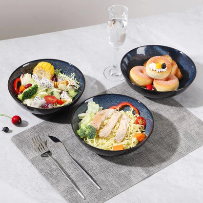 Peacock Dawn – Set of 4 Kiln-Glazed 8-Inch Ceramic Bowls 8inch Blow / 4PCS Set by Simple Homes