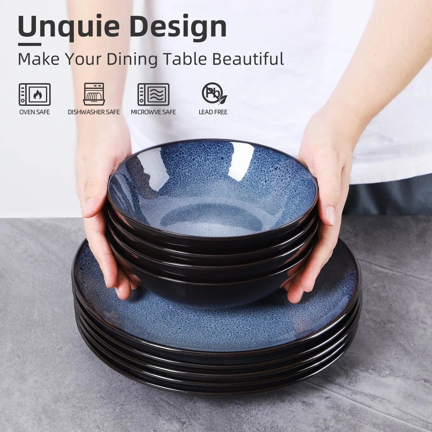 Peacock Dawn – Set of 4 Kiln-Glazed 8-Inch Ceramic Bowls 8inch Blow / 4PCS Set by Simple Homes