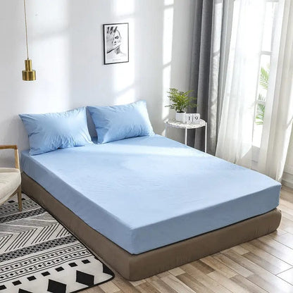 Premium Waterproof Velvet Bed Sheet with Pillowcases Blue / 138X190X35cm by Simple Homes
