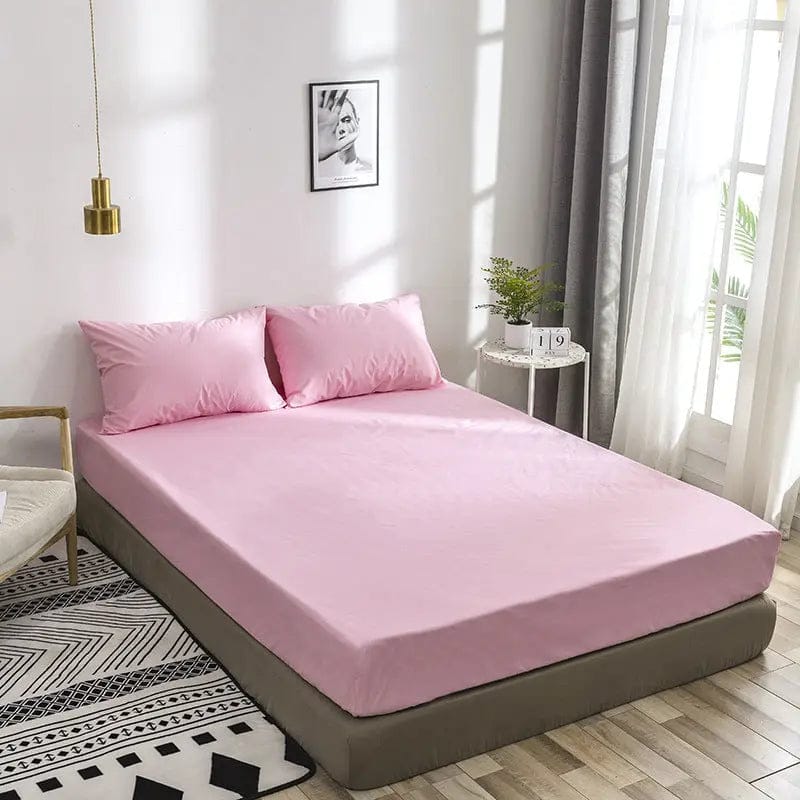Premium Waterproof Velvet Bed Sheet with Pillowcases Pink / 180X200X35cm by Simple Homes