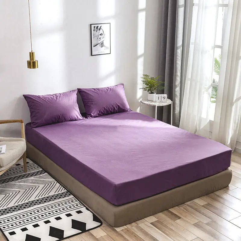 Premium Waterproof Velvet Bed Sheet with Pillowcases Purple A / 50X75X2 by Simple Homes