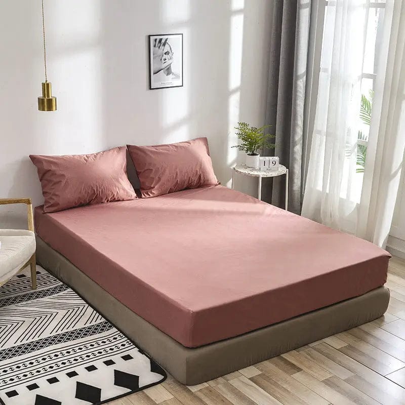 Premium Waterproof Velvet Bed Sheet with Pillowcases Red bean A / 50X75X2 by Simple Homes