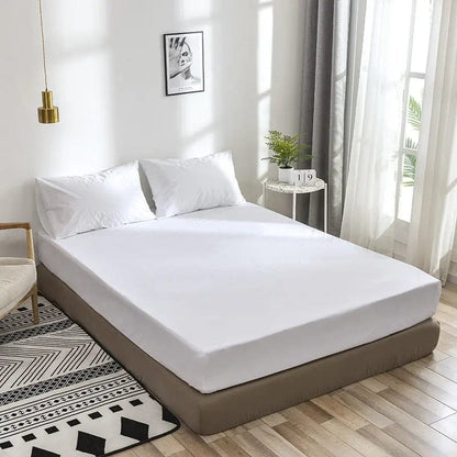 Premium Waterproof Velvet Bed Sheet with Pillowcases White / 180X200X35cm by Simple Homes