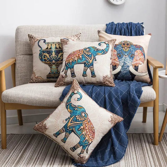 Regal Elephant Tapestry Cushion Cover by Simple Homes